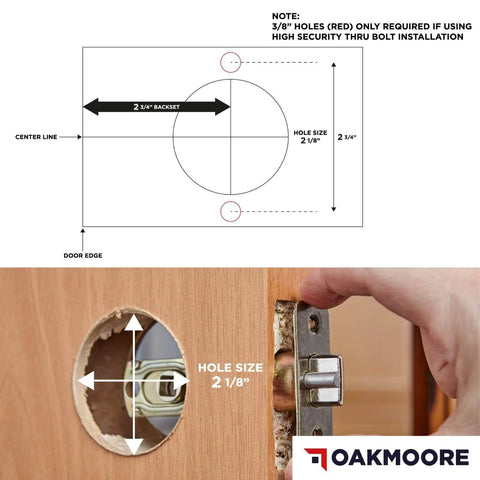 Diagram and installation guide for Commercial Entry Door Handle Grade 2 Heavy Duty Lockset Keyed Entry Satin Nickel ADA ANSI A1562