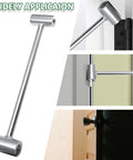 Double Head Door Hinge Adjustment Tool 14-19mm for quick gap adjustment, shown in use on residential doors, silver finish.