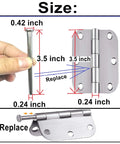 Diagram of 6 Pack 3.5 Inch Interior Door Hinge Pins For Doors Replacement With Screws Silver Finish showing size dimensions.
