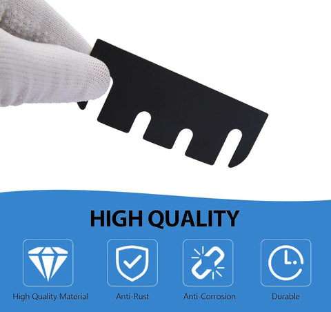 10 Pack Door Hinge Shims For Door Hinge Repair Kit 0.030 Inch Thickness black PVC shim held by gloved hand