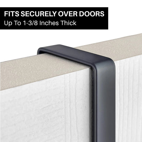 Black metal hook fitting securely over white door, showcasing utility cart steel frame built for moving boxes, appliances, and heavy cargo.