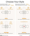 Compare door knob types: entry, privacy, passage, and dummy for functionality and use in various rooms.