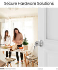 Keyed Entry Door Knob With Lock And Key For Exterior And Interior Doors Satin Nickel Finish Dual Locking Mechanism Inside Turn Button
