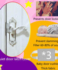 Door Silencer Kit With Baby Proof Latch Covers And Soft Close Cushions That Stops Slams And Accidental Locking, 3 Pack