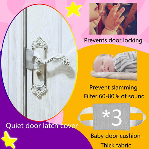 Door Silencer Kit With Baby Proof Latch Covers And Soft Close Cushions That Stops Slams And Accidental Locking, 3 Pack