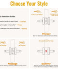 Diagram showing options for Knurled Brushed Gold Dummy Door Lever For Interior Doors including privacy, passage, and dummy.