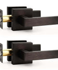 Beefy Heavy Duty Door Levers Set With Modern Square Design For Home Hallway Or Closet Passages Oil Rubbed Bronze Finish Non Locking Keyless