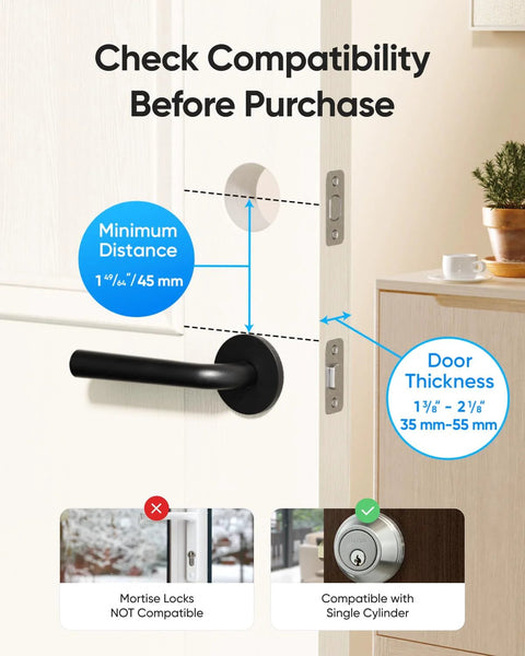 Compatibility guide for Fingerprint Keyless Entry Front Door Lock With Built In Wi Fi App Remote Control And Physical Key Backup C220.