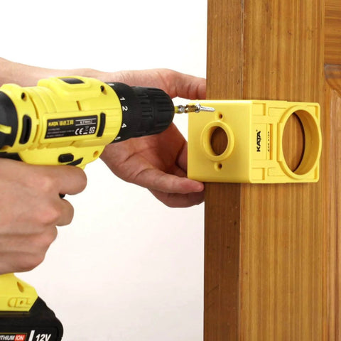 Using 1-3/8" - 1-3/4" Door Lock Installation Kit for Wooden Doors with Guide Template and Hole Saw