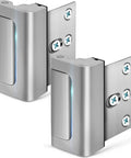 Two Pack Home Security Door Lock Reinforcement For Inward Swinging Doors With 3 Inch Stop And 800 Lb Withstand Durable And Easy Install Upgrade Flip Night Lock For Enhanced Family Safety And Peace Of Mind, silver metal locks with screws