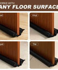 Door Noise Blocker 36 Inch Black Draft Stopper Silencer, installed under doors on wood, vinyl, carpet, and tile floors.