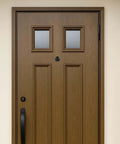 Front door with installed peephole from Four Pack Door Peepholes with 1 Inch Drill Bit, 220 Degree Wide View Front Door Cam, in zinc alloy.