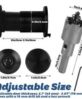 Four Pack Door Peepholes With 1 Inch Drill Bit, 220 Degree Wide View Front Door Cam set showing components and dimensions