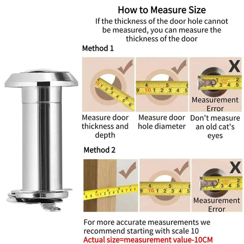 Beefed Up HD Door Peephole With 220 Degree Wide View Glass Lens And Heavy Duty Rotating Cover Fits 35mm To 55mm Door Thickness, Size Chart