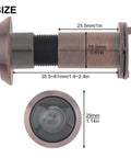 Heavy Duty 200 Degree Door Peephole Viewer with Rotating Privacy Cover, antique copper finish, size dimensions shown
