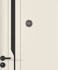 Heavy Duty 200 Degree Door Peephole Viewer with Rotating Privacy Cover in brushed antique copper on an exterior door