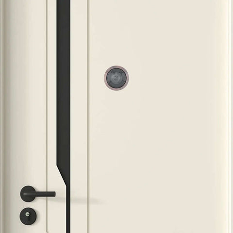 Heavy Duty 200 Degree Door Peephole Viewer with Rotating Privacy Cover in brushed antique copper on an exterior door