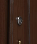 Installed wide angle door peephole viewer kit on wooden door, bright chrome finish, fits 1-1/2 to 2-1/4 inch doors.