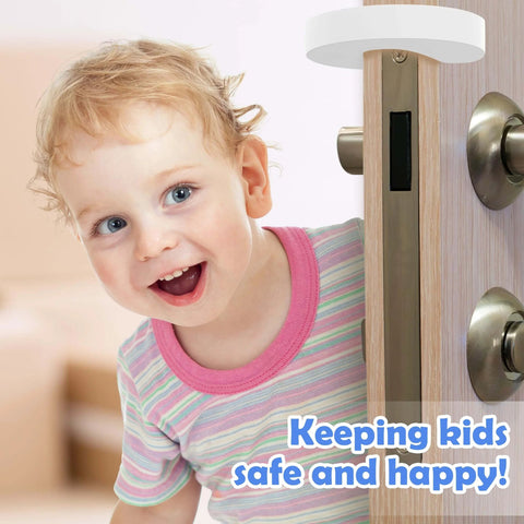 Child near door with 10 Pack Door Pinch Guards For Kids Thick Door Slam Stopper Finger Trap Protector Babyproofing Safety Guards