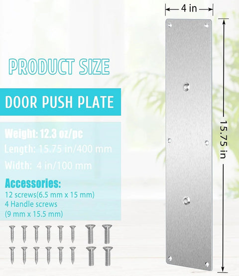 Two Pack Satin Finish 304 Stainless Steel Door Pull Handles 100mm Width 400mm Height 1.2mm Thick With 180mm Hole to Hole