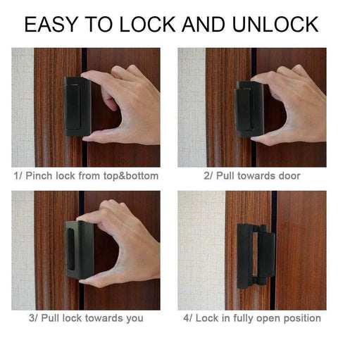 Image showing the installation process of Two Pack Door Reinforcement Locks, demonstrating ease of use and security for doors.