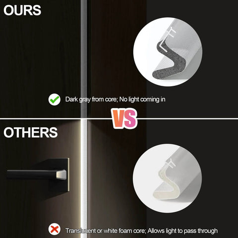 Comparison of 40FT Extra Long Kerf Weather Stripping Door Seal for Large Gaps and Easy Installation (White) vs translucent foam.