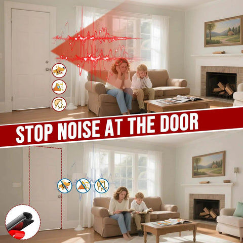 Weather Stripping Door Seal - 23 Ft Self-Adhesive TPE Rubber Door Seal in use reducing noise in a living room setting