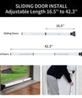 Door Security Bar Adjustable Door Stoppers Sliding Glass Door Security Bar 2 in 1 Heavy Duty Door Jammer for Home, Apartment, Travel, School, Dorm (1 Pack,White) showing adjustable length for sliding and hinged doors.