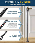Three In One Door Security Bar For Doors Windows And Sliding Patios Beefy Heavy Duty Metal Rod With Two Point Eight Inch Non Slip Base 16 To 41.7 Inch Adjustable Barricade For Home Apartments And Renters setup instructions