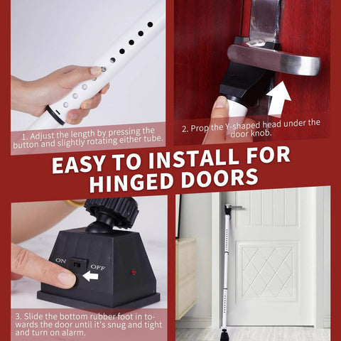 Heavy Duty Door Stopper With Alarm And Sliding Patio Bar 120 DB Loud Alarm For Doors And Windows Child Proof Security Bar