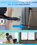 Visual showing 2 In 1 Door Security Bar And Sliding Door Lock Bar Heavy Duty Adjustable Jammer For Apartment Home White 1 Pack, installed