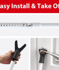 3 In 1 Sliding Door Security Bar From Inside Heavy Duty Adjustable Front Door And Window Barricade Door Jammer Lock Protector With Reinforced Steel And Non Slip Rubber Base For Maximum Home Safety And Peace Of Mind demonstrating easy installation.