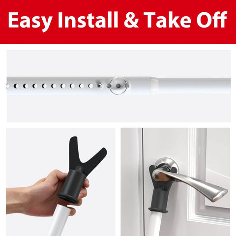 3 In 1 Sliding Door Security Bar From Inside Heavy Duty Adjustable Front Door And Window Barricade Door Jammer Lock Protector With Reinforced Steel And Non Slip Rubber Base For Maximum Home Safety And Peace Of Mind demonstrating easy installation.