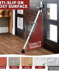 Heavy Duty Door Stopper With Alarm And Sliding Patio Bar 120 DB Loud Alarm for Doors installed against wood floor