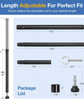 Sliding Door Security Bar 18 To 50 Inches Adjustable Window Security Bar With Rubber Tips Heavy Duty Door Jammer components and measurements