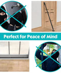 Adjustable Sliding Door Security Bar 19 To 52 Inches 3 In 1 Door Stopper Barricade Jammer for knob and floor contact installed on door and window