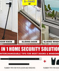 2 In 1 Door Security Bar And Sliding Patio Bar with interchangeable caps, heavy duty iron, adjustable 18.25-47.5 inches for home use.