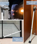 Multi Functional Door Security Bar And Sliding Window Bar with adjustable heavy duty stoppers jammer in use.
