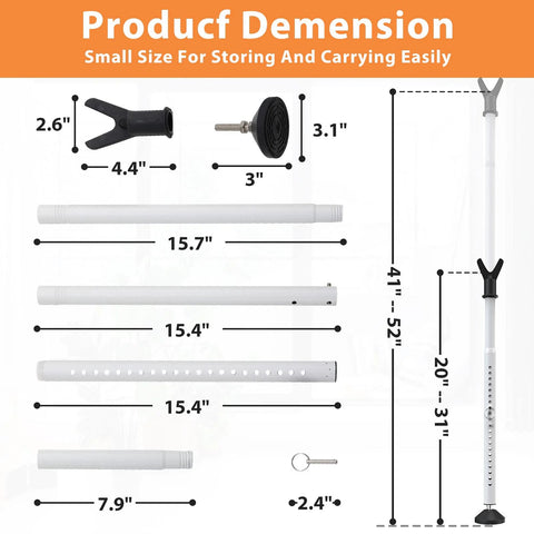 Product dimensions for Door Security Bar And Sliding Patio Door Lock Jammer For Patio Doors Windows And Apartments Removable White Security Bar 2 Pack For Home Hotel Room And Travel Adds Extra Protection And Time To Respond.