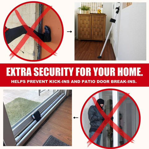 Door Security Bar With Alarm For Enhanced Home Safety 120 dB Loud Alarm 2 In 1 Door Stopper And Sliding Door Jammer Prevent Break Ins