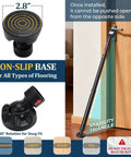 Three In One Door Security Bar installed on door with 2.8 inch non-slip base and stability triangle for secure fit