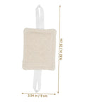 9 Piece Door Silencers No Drill Door Slam Stoppers For Nursery, beige fabric cover with white straps, dimensions shown
