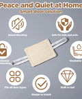 Three Pack Door Silencers For Quiet Close Cushions With Durable Straps And Elastic Bands No More Door Slams Noise Blocker Latch Cover Pads To Help Light Sleepers Sleep Peacefully Through The Night shown with features like sound blocking and washable fabric.