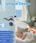 2 Pack Quiet Close Door Silencer Cushions for Noise Reduction installed on door handle in nursery with sleeping baby visible
