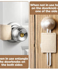 Three Pack Door Silencers For Quiet Close Cushions With Durable Straps And Elastic Bands installed on door knobs