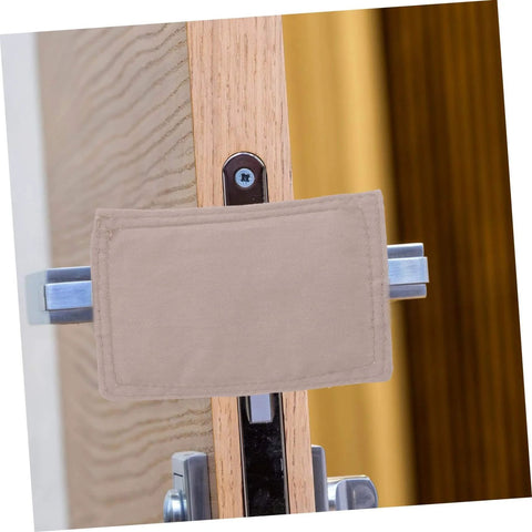 Premium Three Piece Door Silencer Cushion Set With Elastic Straps Anti Slam Door Stopper for home use installed on a wooden door
