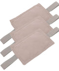 Door Silencer Cushions With Elastic Straps 3 Pack Anti Slamming Door Stops for Safe Finger Pinch Protection, beige fabric close-up