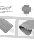 Two door silencers with elastic bands reduce noise and protect doors without drilling, gray fabric, close-up view