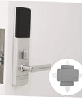 Two Pack Door Silencers For Noise Reduction And Quiet Door Closer Cushion Easy Install Gray attached to a door handle.