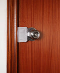 Door Silencer Jammer Latch Cover 3 Pack For Quiet Doors And Baby Safety Kid Safe And Toddler Friendly Noise Reducing Cushion installed on door